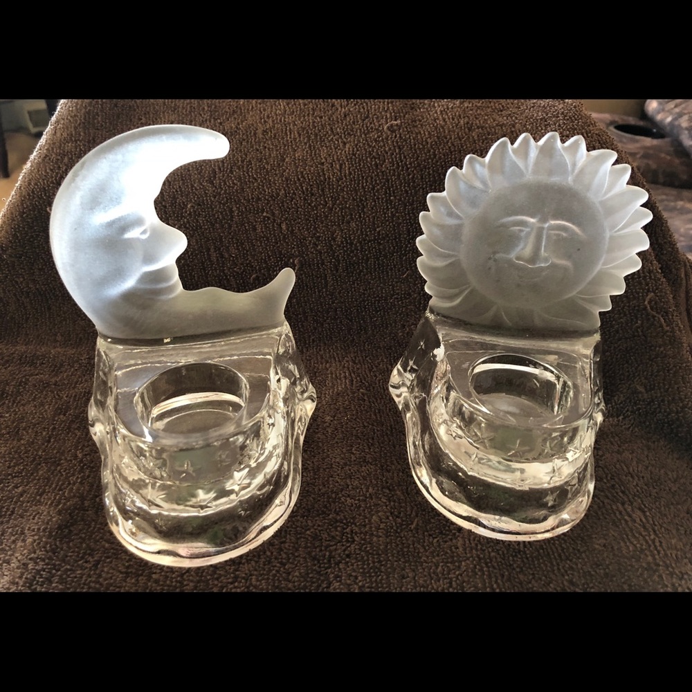 Partylite moon & sun candle holders